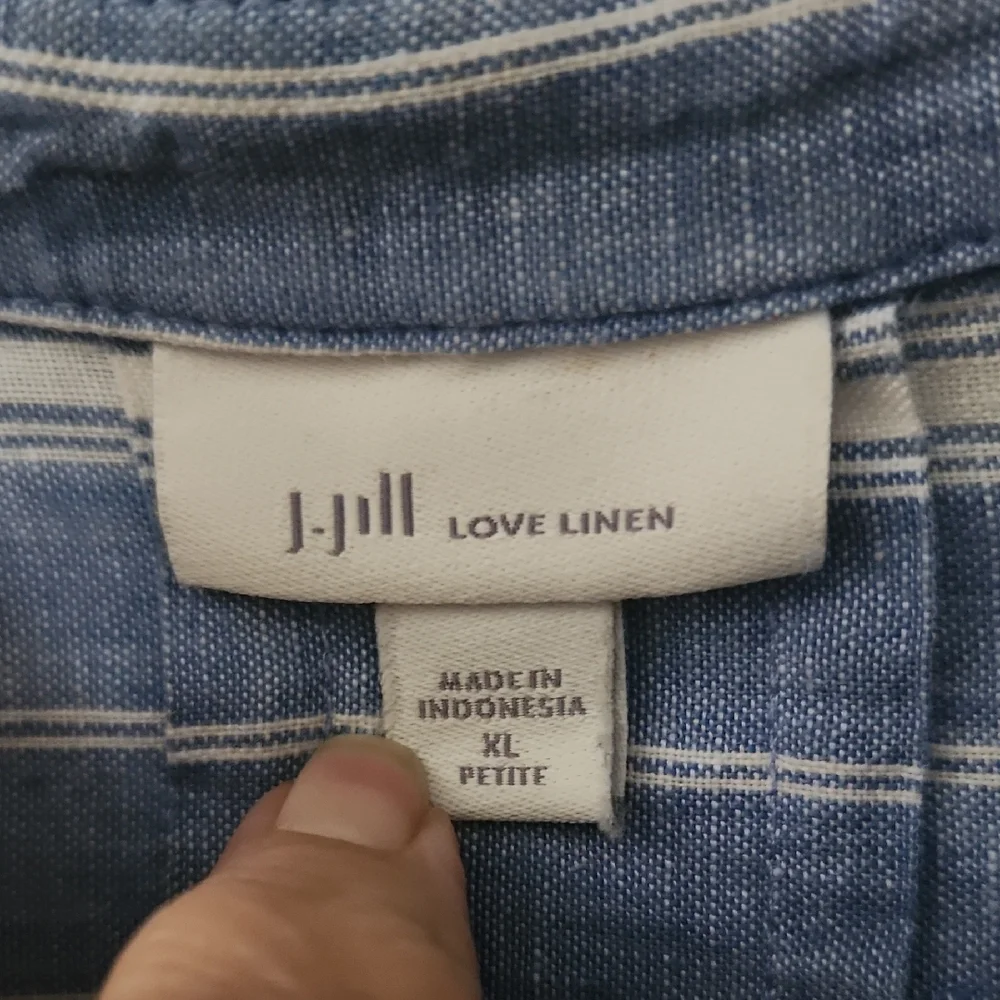 J. Jill Blue and White Casual Button Down Shirt - Picture 2 of 5